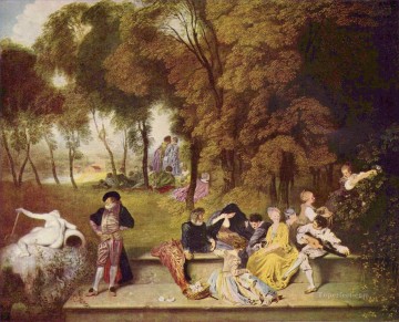 Clásico Painting - Reunión al aire libre Jean Antoine Watteau clásico rococó